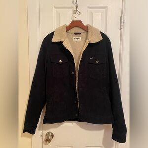 Wrangler Navy Sherpa Corduroy Trucker Jacket